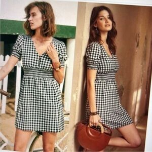 Sezane Black White Checkered Mini Dress Size 36 Sz 4